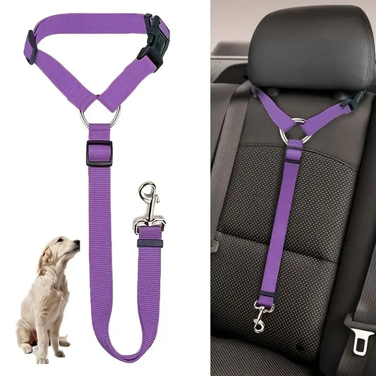 Adjustable Pet Dog & Cat Car Seat Belt with Headrest Restraint for Safety - Pet Buddy Boutique