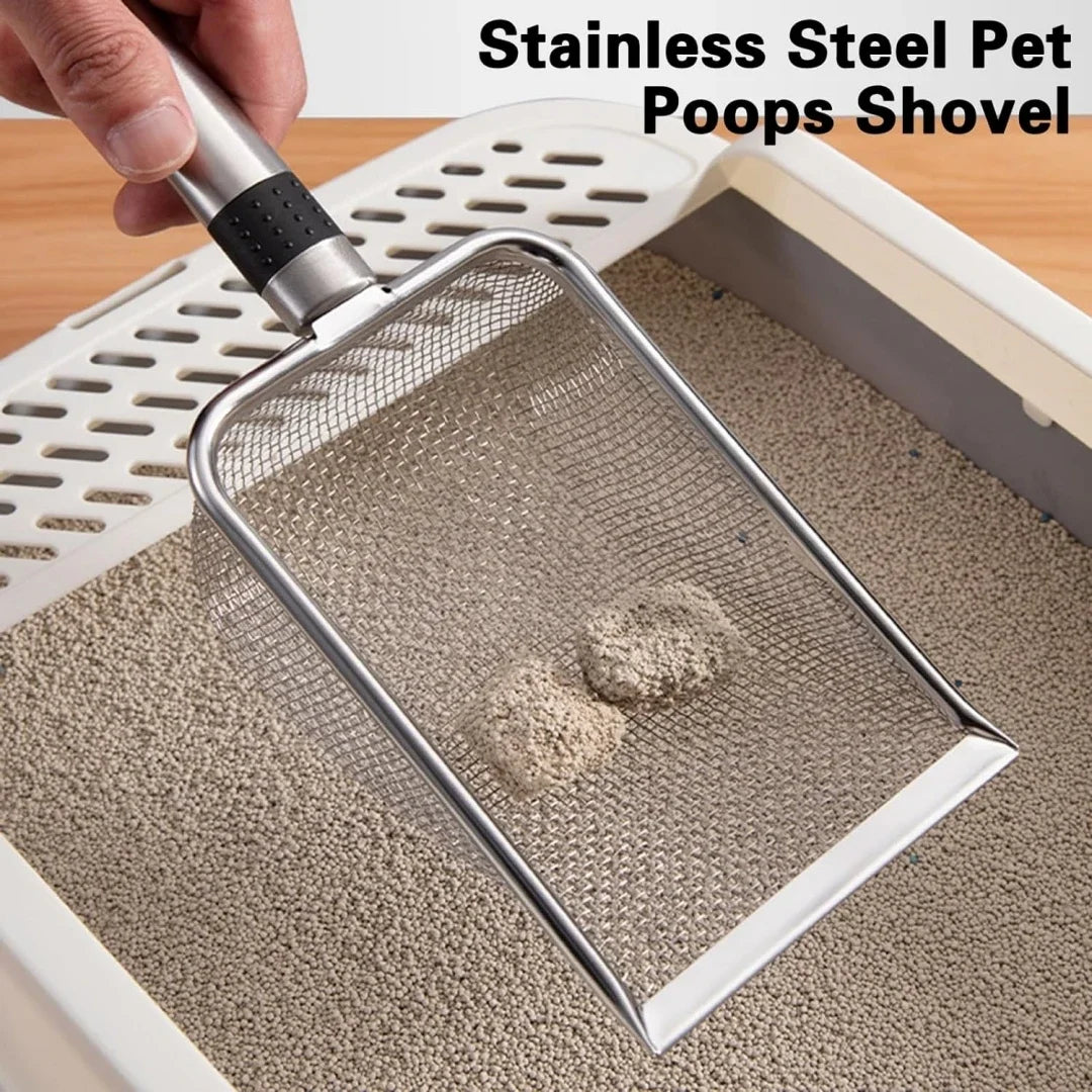 Durable Stainless Steel Cat Litter Scoop with Metal Handle – Pet Poop Shovel - Pet Buddy Boutique