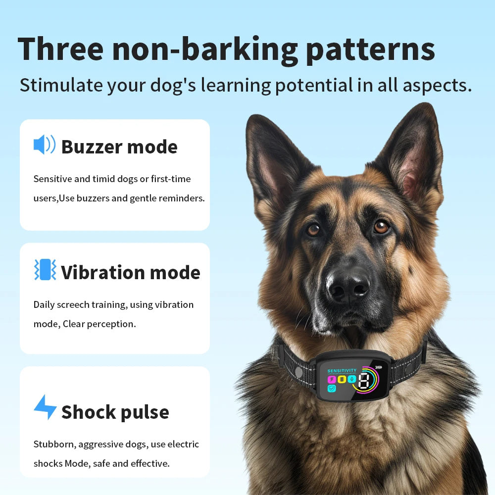 Smart Rechargeable Anti-Bark Dog Collar with HD Display & IP67 Waterproof - Pet Buddy Boutique