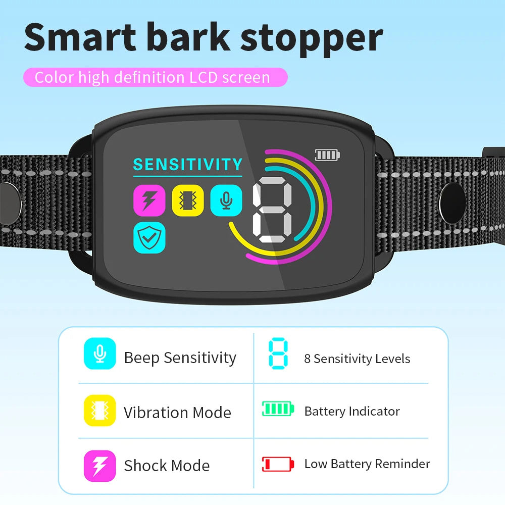 Smart Rechargeable Anti-Bark Dog Collar with HD Display & IP67 Waterproof - Pet Buddy Boutique